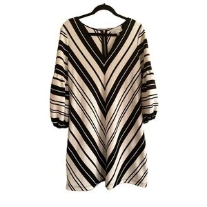 NICOLE Miller Women’s Balloon Sleeve Stretchy Chevron Print Dress Size 14